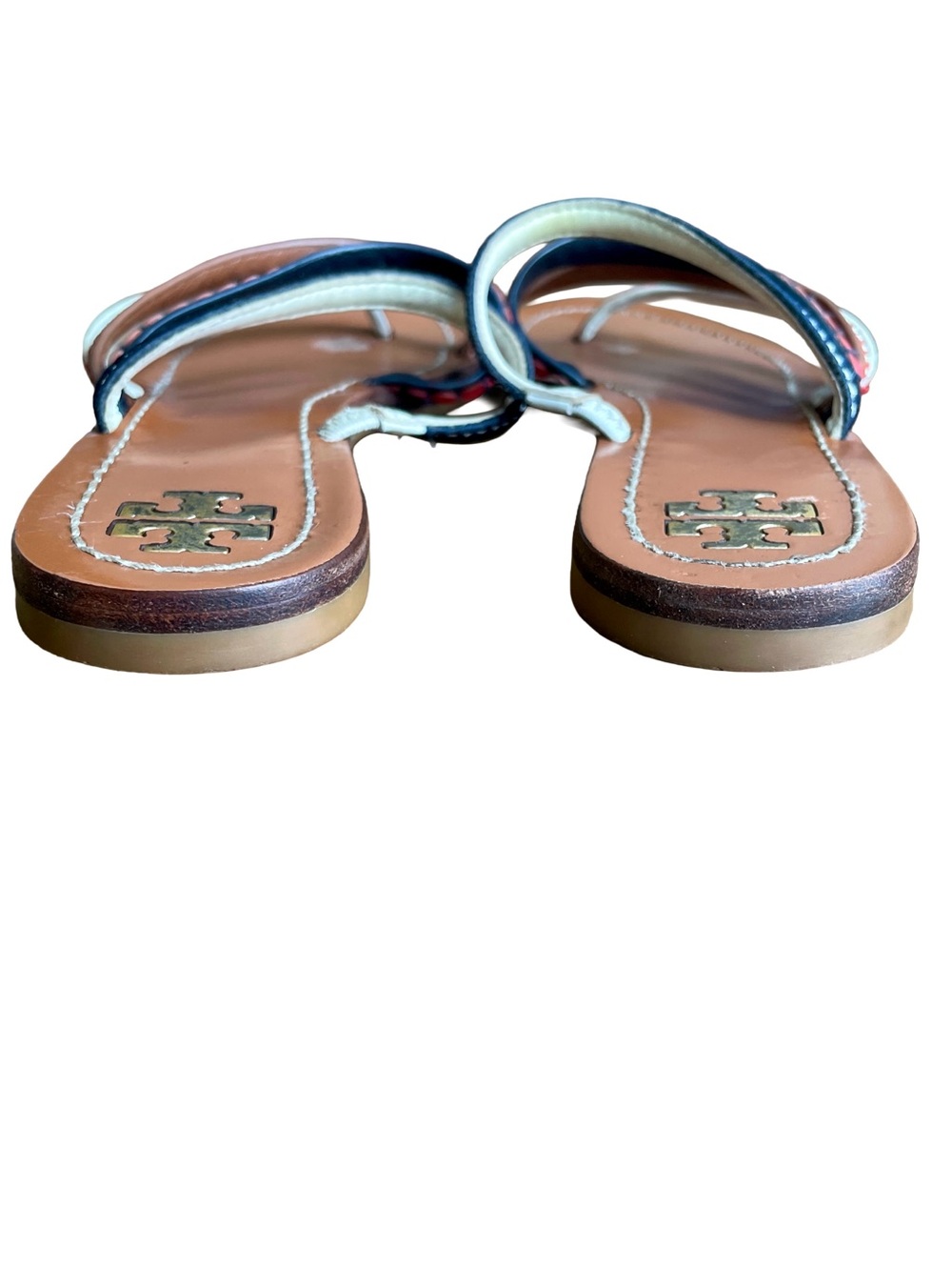 Tory Burch Patos Embroidered Leather Resort Sandals Approx 7 - Picture 6 of 9